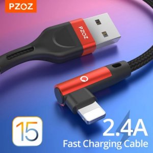 PZOZ for iphone 13 12 11 pro Xr Xs Max 8 7s 6 plus 6s 5 5s se ipad cable USB cable fast charging 90 degree usb cable for iphone